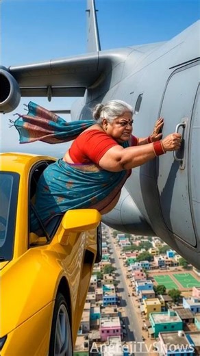 A Fatty Grandmother Saved Falling Cargo Plane with Flying Lamborghini Explosion! 😱 #bulbul #ai