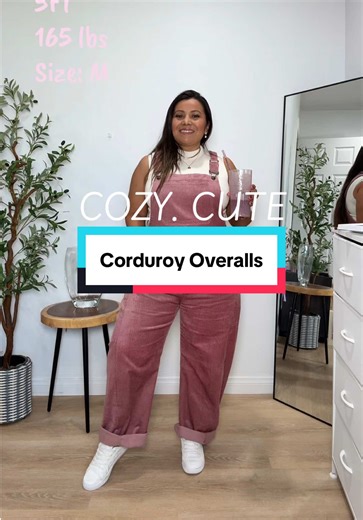 Stylish, cute & made for every season 🩷 Soft corduroy overalls with the perfect relaxed fit. #corduroy #overalls #overallsoutfits #casualoutfits #tiktokshopjumpstartsale