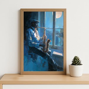 Jazz Saxophone Wall Art: Blue Night Music Painting, Moody Jazz Musician Artwork Print (digital Download) - Etsy