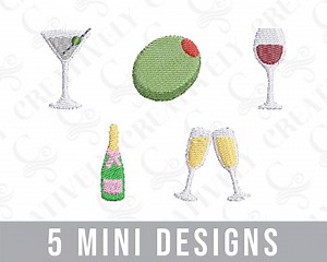 Cocktail Mini Embroidery Machine Embroidery Design Bundle, Quick Stitch Cocktail Mini Designs, 5 Mini Cocktail Designs, 21st Birthday - Etsy