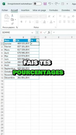 ⚡Calculer des pourcentages en 2 secondes dans Excel ? #excel #formationexcel #exceltricks #tutorial