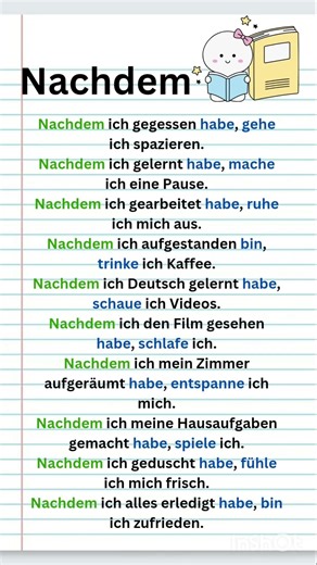 Deutsch lernen mit ,, Nachdem " im Alltag | A1-B1