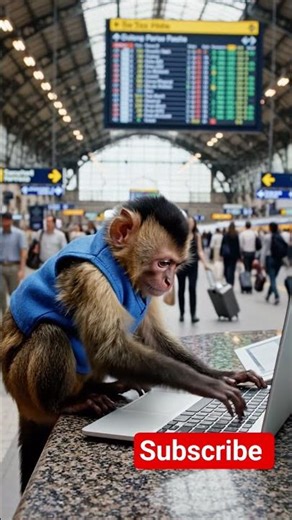monkey typing on computer #viral #funny #short #youtubeshorts