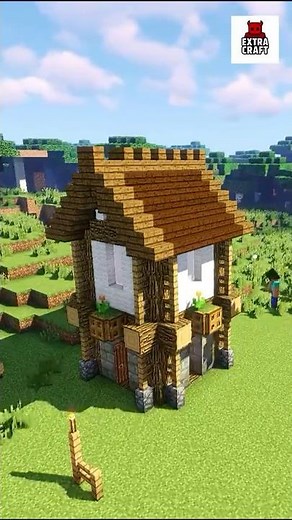 Building a Small Medieval Minecraft House 🏠 | Easy Survival Base #minecraft #viralshort