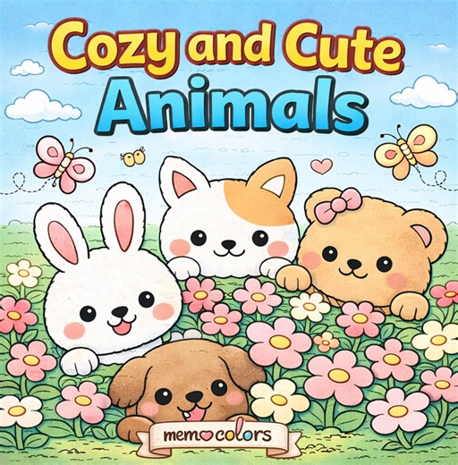 Animals Coloring Book PDF, Cute Kawaii Coloring Pages, Kids Coloring Book, Adult Coloring Book, Stress Relief, Printable Instant Download - Etsy