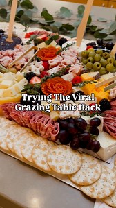 Comment “BOX” for the link to the boxes I use and free guide complete with a shopping list supplies step by step instructions to make this grazing table 💕 #grazingtable #charcuterietable #charcuteriehack #grazetogo #charcuterieboard | The Grateful Graze