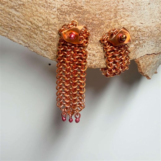 Unique Copper Ear Cuff Earrings – Multi-style Chain Asymmetric Earrings – One of a Kind Handmade Jewellery - Etsy