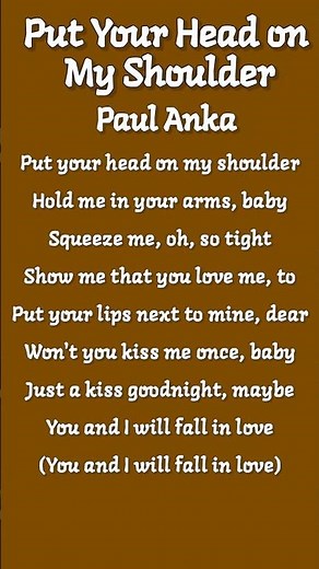 Paul Anka - Put Your Head on My Shoulder#shorts#foryou#lyrics #putyourheadsonmyshoulder #viral#hit