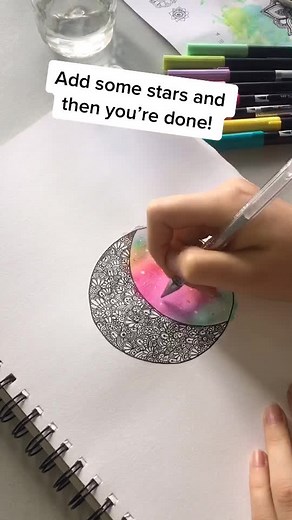 EASY MOON DRAWING 🌙 #art #watercolour #artlesson #artidea #fyp #foryou #tombow #easyart #australia #giftidea