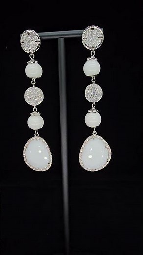 Extra Long Oversized Silver Crystal Earrings – Chunky Statement Jewelry