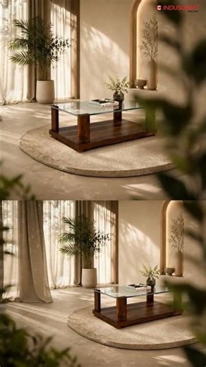 Aeron Modern Rectangular Sheesham Wood Coffee Table with Glass Top