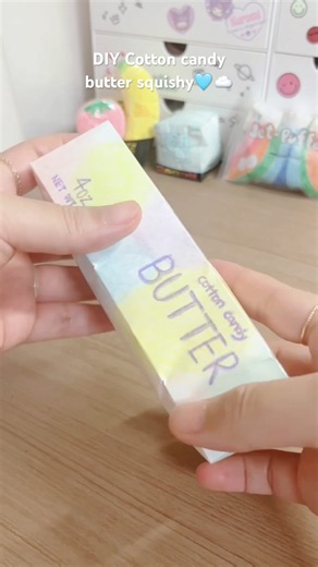 DIY Paper Cotton Candy Butter Squishy! 🩵🧈 #papersquishy