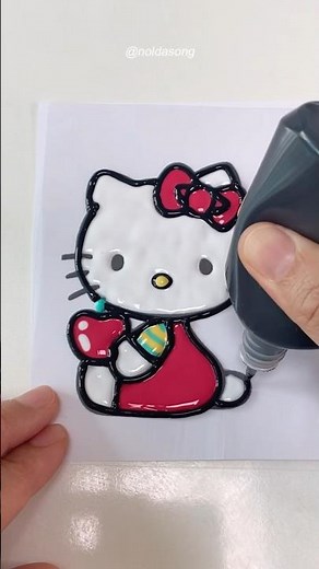 헬로키티😻그리기 글라스데코 How to draw Sanrio Hellokitty with Glass Deco #shorts