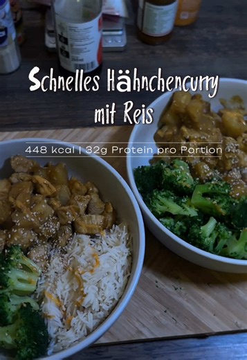 🥥🍍 Hähnchen Ananas Curry Bowl Schnell • lecker • gesund 💪 Diese Bowl liefert dir pro Portion: 🔥 448 kcal 💪 31,5 g Eiweiß 🍚 50,1 g Kohlenhydrate 🥦 3,2 g Ballaststoffe 🍬 10,8 g Zucker 🥑 11,6 g Fett Zutaten (für 2 Portionen): • 250 g Basmatireis (gekocht) • 200 g Hähnchenbrustfilet • 150 g Brokkoli (gekocht) • 140 g Ananas • 125 ml Kokosmilch light • 30 g gelbe Currypaste Perfekt für alle, die gesund essen wollen ohne auf Geschmack zu verzichten ✨ Speichern & nachkochen! 🍽️ #highprotein #