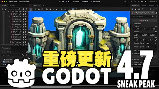 Godot 4.7 重磅更新！这些新功能让开发效率翻倍 #Godot #Godot4.7 #游戏开发 #引擎更新 #新特性 #虚拟摇杆 #3D路径 #动态纹理