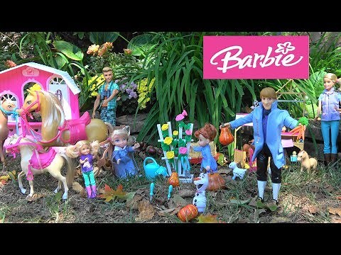 Barbie and Ken Fall Story with Barbie Horse Stables, Farm Hospital, Tree House and Elsa and Anna