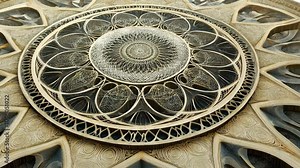 A detailed, intricate design of a circular, geometric pattern made of paper