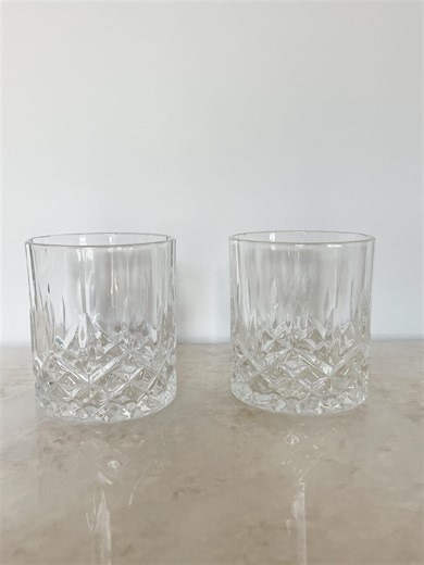 Vintage Crystal Old Fashioned Glasses (set of 2) | Cut Glass Whiskey Tumblers - Etsy