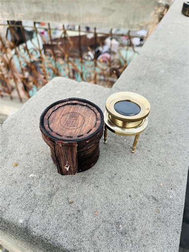 Antique Brass Desk Map Magnifying Glass Magnifier Tripod Reading Lens With Leather Box. - Etsy UK