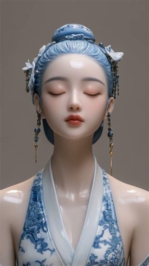 Ancient Beauty: Masterpiece Qinghua Porcelain Sculpture