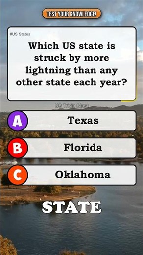 ⚡Which US state is struck by more lightning than any other state each year? ⛈️🌩️ #usaquiz ##america