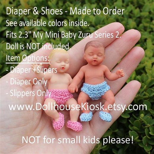 Baby Doll Diaper & Shoes - Made to Order - Pick Your Color - Fit 2.3 Inch Doll - Etsy