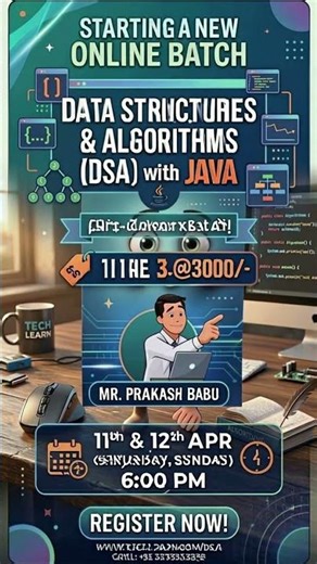 DSA with Java | 6 Weekend Batch | Live Classes by Prakash Babu | Start Apr 11 | DURGASOFT