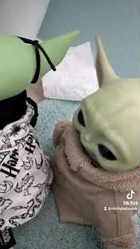 Happy 4th of July from baby Yoda. poor sparky is afraid of fireworks 🥺