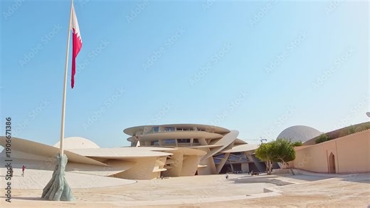 Doha, Qatar - 16th january, 2026: National Museum Qatar exterior in Doha featuring desert rose inspired architecture modern Middle East landmark cultural tourism destination