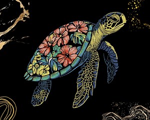 Sea Turtle Embroidery Design | Floral Tropical Animal Theme | for Black Shirt Lovers & Ocean Life Fans | Digital Download | Beach, Summer - Etsy
