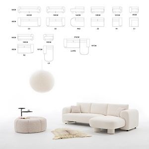 [Hot Item] Geometry Design Customized Tufted Fabric Curved Sofa Living Room White Large Round Couch Lounge Circular Corner Sofa