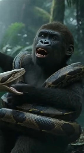 Gorilla Saves Baby From Python