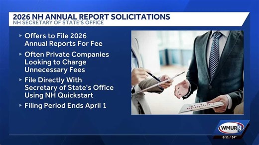 NH Secretary of State warns of misleading annual report filing solicitations