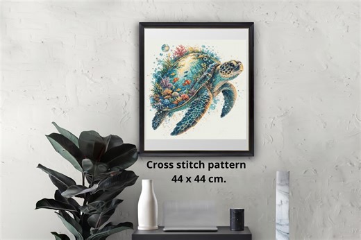 Sea Turtle Cross Stitch Pattern, Coral Reef Turtle Embroidery Design PDF, Ocean Marine Animal Art, Underwater Coastal Decor - Etsy