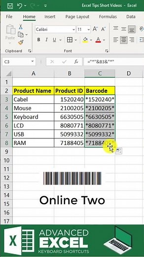 Barcode in MS Excel | How to Add Barcode in MS Excel #excel #barcode #exceltips