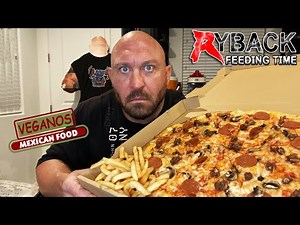 Extra Large Pepperoni Pizza (V) and Fries Cheat Meal Monday Mukbang Ryback Feeding Time