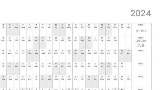 2026 Spacious Date Blocks Monochrome Industrial Calendar A1/A0 (Extra Large Printable PDF)