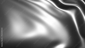 Silver 3d abstract graphics background animation, silk moving waves on wind shiny and glossy metallic seamless 4K loop video animation, silver texture design.