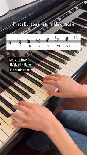 Emma Fernandez on Instagram: "triads built on the notes of a natural minor scale 🎶 Reposting ten top reels from 2025 until 2026! ⭐️ Follow @emma_fernandez_piano for more piano and music theory content! #theory #musictheory #apmusictheory #chords #piano"