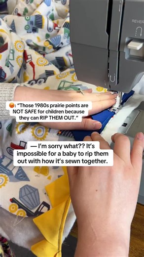 Anything you give to a baby should be under supervision, but these prairie points ain’t going nowhere 😳😅😂 #sewing #quilting #handmadequilt #quiltersoftiktok #babyquilt | The Pinned Prairie
