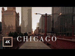 Walking Downtown Chicago, River Walk at Sunrise, Binaural City Sounds, ASMR