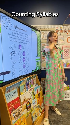 Lisa Elaine Peters - Mrs. Peters’ Class on Instagram: "Counting syllables! A couple different ways to find how many! •pound it to find how many “beats” •hand under chin to count how many times your chin drops •hum the word. Each time you hear your voice is a syllable! The vowel sound is what makes your chin drop and you hear your voice on the vowel! This page/slide is a part of my Early Read and Write Workbook Part 2 on my TPT! 🔗🍏Comment SYLLABLES for link!🍏🔗 #syllables #english #learningthr