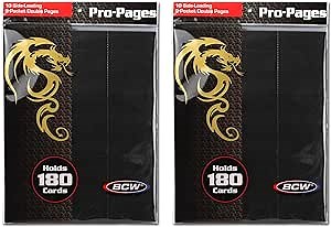 BCW Double-Sided 9-Pocket Pages Holder - 20 Black Pages | Trading Card Binder Sheets | Secure Side Loading | Ideal Card Storage and Display Solution