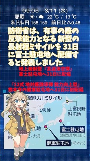 防衛省 『長射程ミサイル 反撃能力』 31日に配備 #防衛省 #新型 #ミサイル