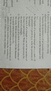 Express the following geometric rules using algebraic expressio... | Filo