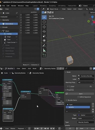 Blender Pr Build // Xpbd solver #gravity #blender #blender5 #experimental #xpbd