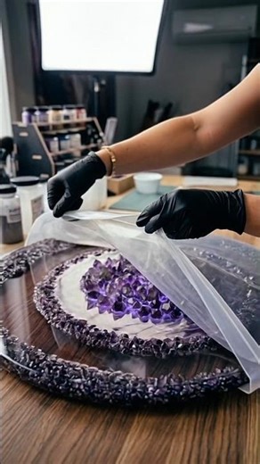 Amethyst Crystal Lake Epoxy Table 💎 Luxury Resin Art #shorts
