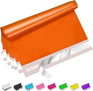Orange Poly Mailers 6x9 Inch 100 Pcs, Strong Adhesive Shipping Bags for Clothing, Self-Sealing and Waterproof Mailing Envelopes, Privacy Protected Mailer Bags for Small Business