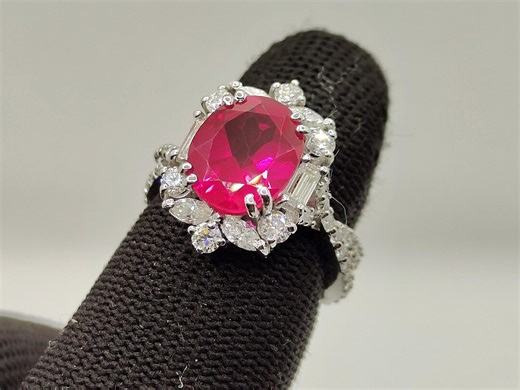 3ct Oval Cut Ruby Romantic Ring for Her, Silver Ring With Moissanite Stones, Valentine's Day Gift, Mom's Gift, Occasion Gift Ring - Etsy