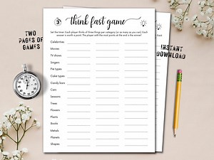 Think Fast Game, Teambuilding Office Party Game Icebreaker, Family Games Night, Think Quick Quiz, Senior Living Game, Dementia Activities - Etsy